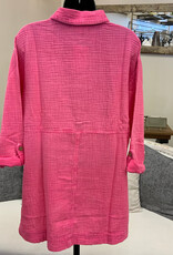 Escape Escape Cosmo Pink Beach Shirt  Button Up 3/4 Sleeve