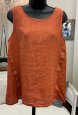 Saga SagaTerracotta Linen  Button Detail Sleeveless  Top