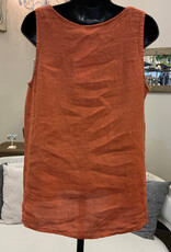 Saga SagaTerracotta Linen  Button Detail Sleeveless  Top