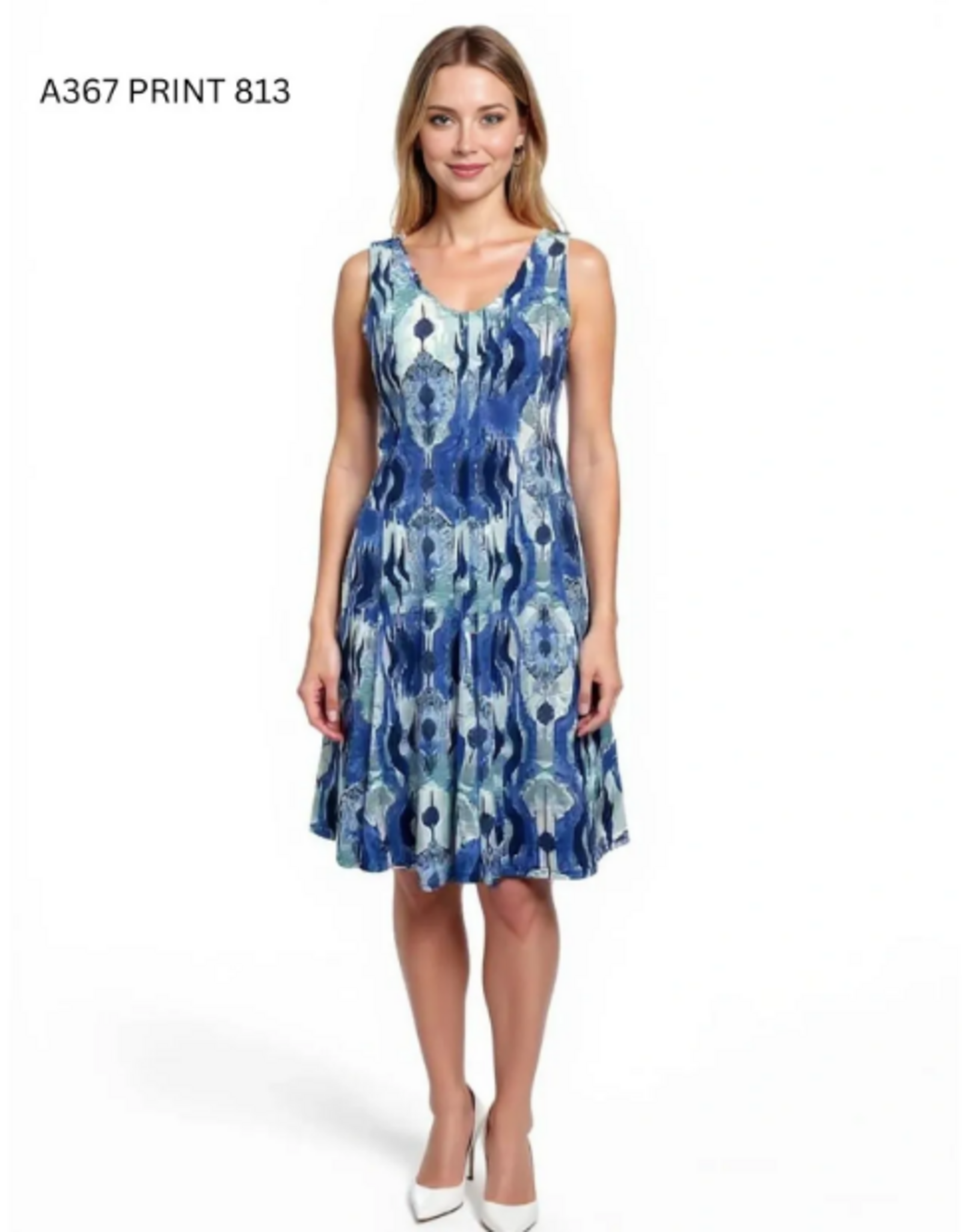 Creations Creations Multi Abstract  Print - 813 Sleeveless A-Line Midi Dress