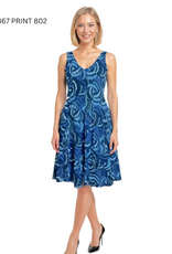 Creations Creations Multi Abstract  Print - 802 Sleeveless A-Line Midi Dress