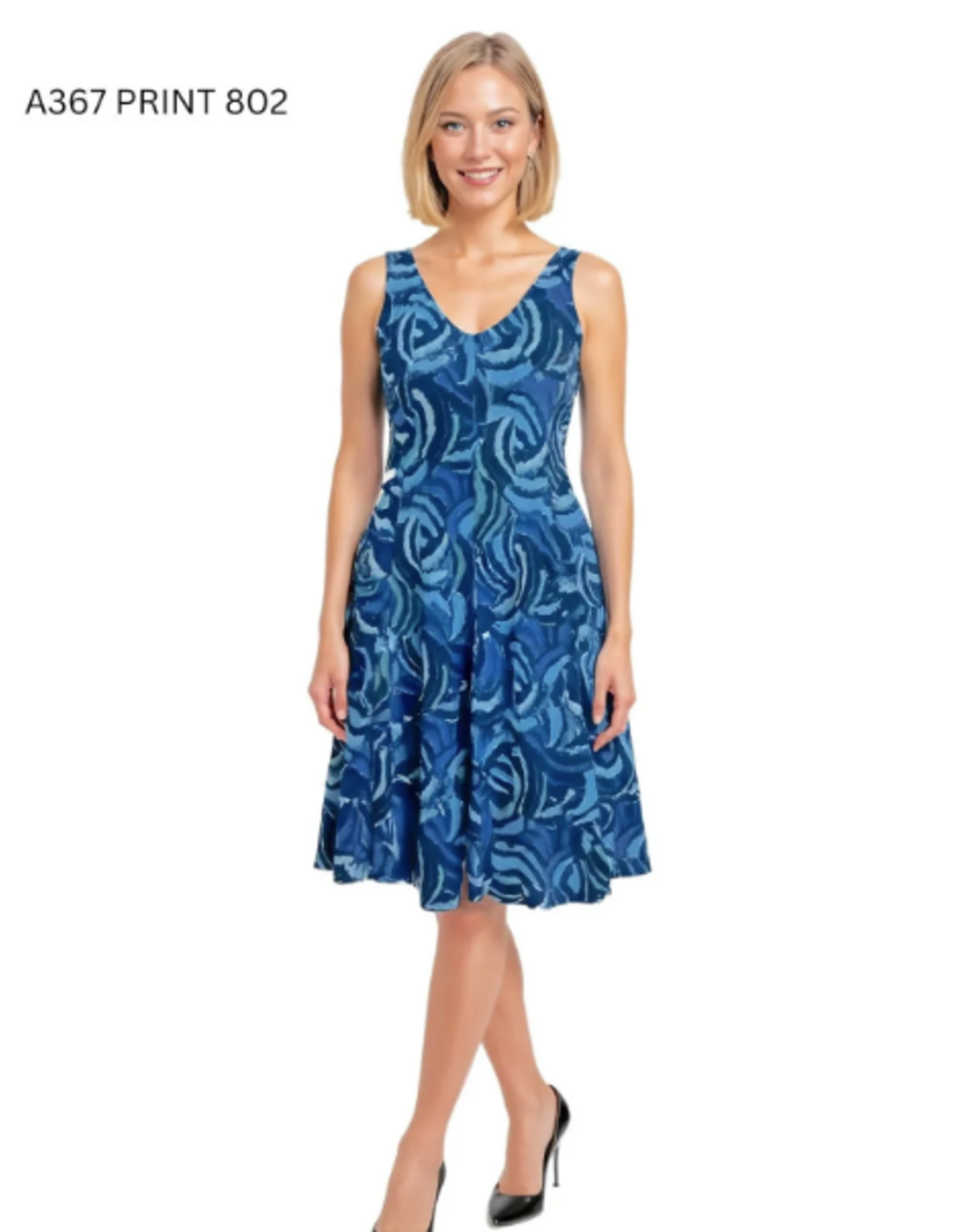 Creations Creations Multi Abstract  Print - 802 Sleeveless A-Line Midi Dress