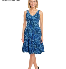 Creations Creations Multi Abstract  Print - 802 Sleeveless A-Line Midi Dress