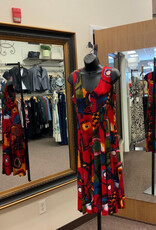 Creations Creations Multi Abstract  Print - 809 Sleeveless A-Line Midi Dress