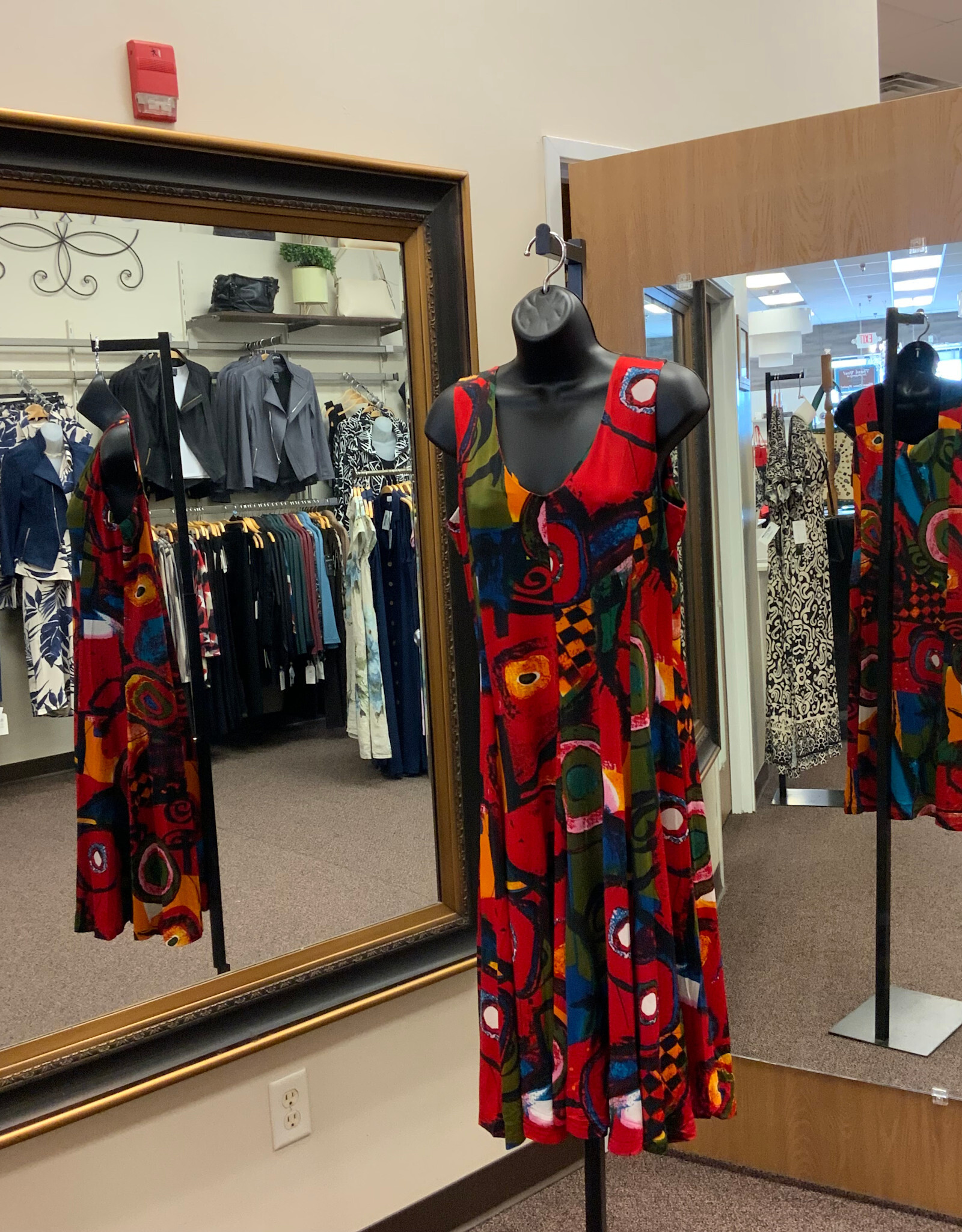 Creations Creations Multi Abstract  Print - 809 Sleeveless A-Line Midi Dress