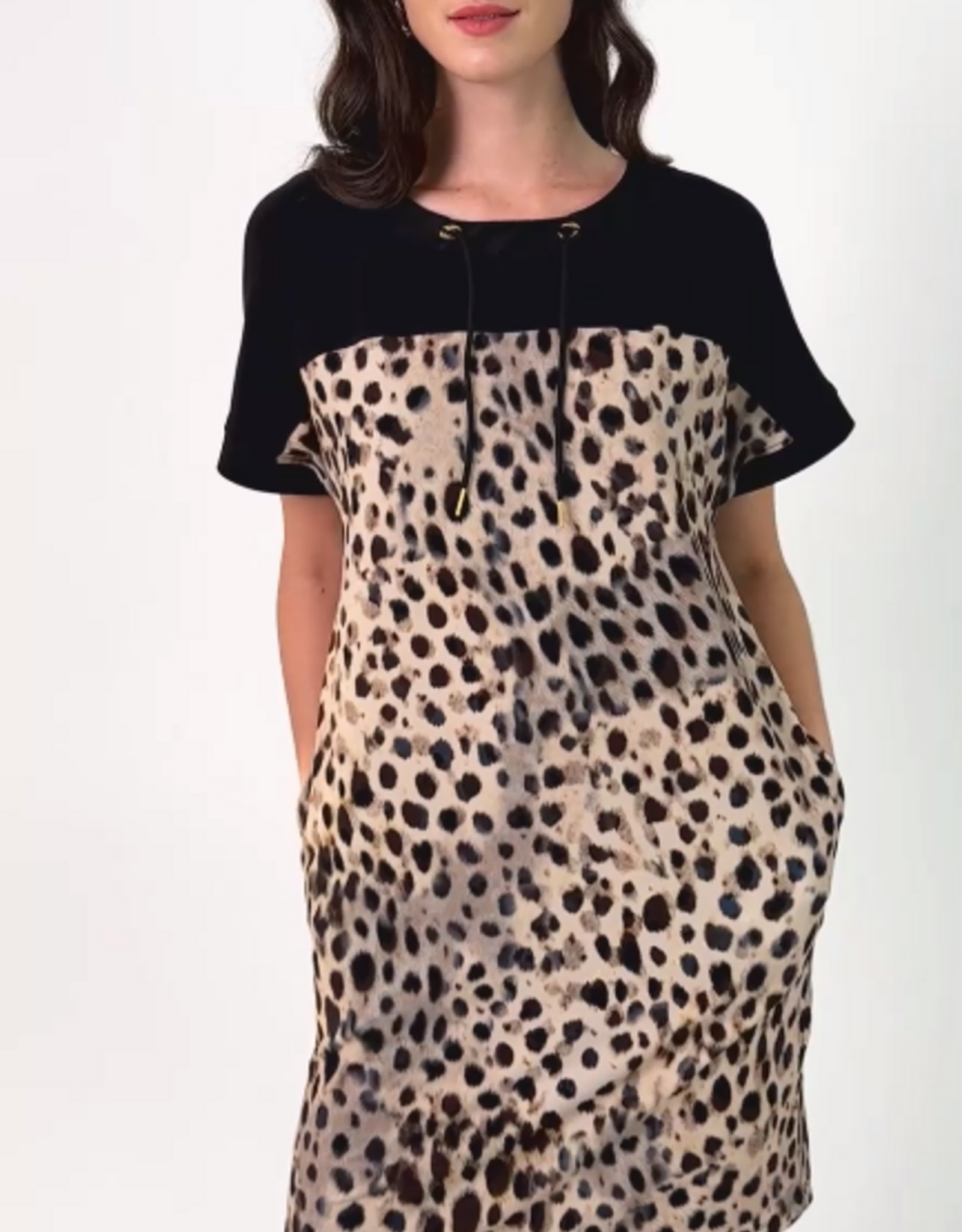 Joseph Ribkoff Joseph Ribkoff 262610 Black Animal Print Shift Dress w/Pockets