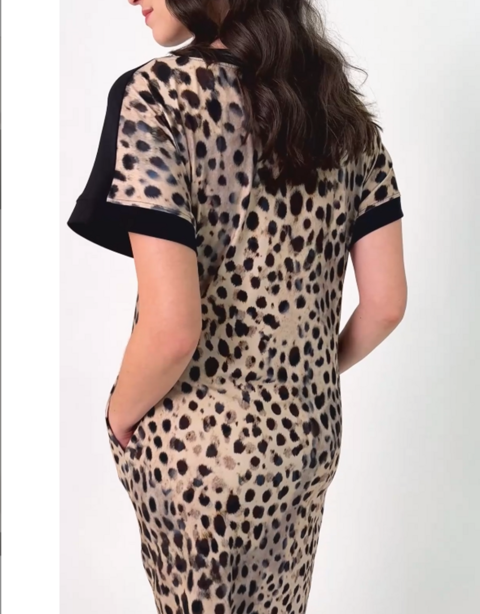 Joseph Ribkoff Joseph Ribkoff 262610 Black Animal Print Shift Dress w/Pockets