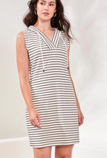 Tribal Tribal White Navy Stripe Hooded Sleeveless Dress