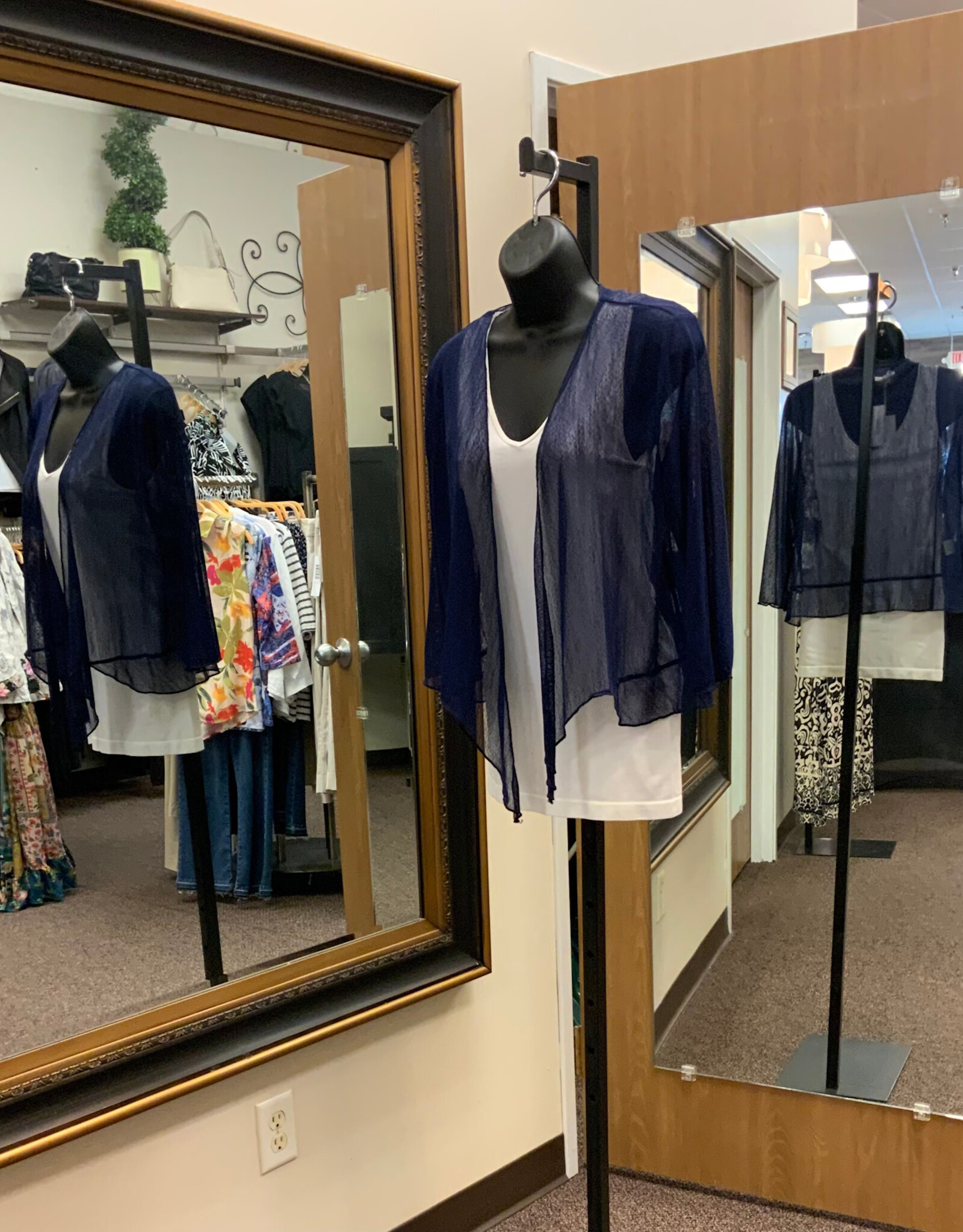 Creations Creation A513 Navy 3/4 Sleeve Mesh Bolero