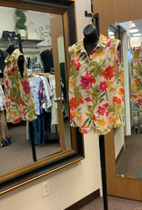 Creation Creation AM650 Bright Floral Print Button Up Sleeveless Top