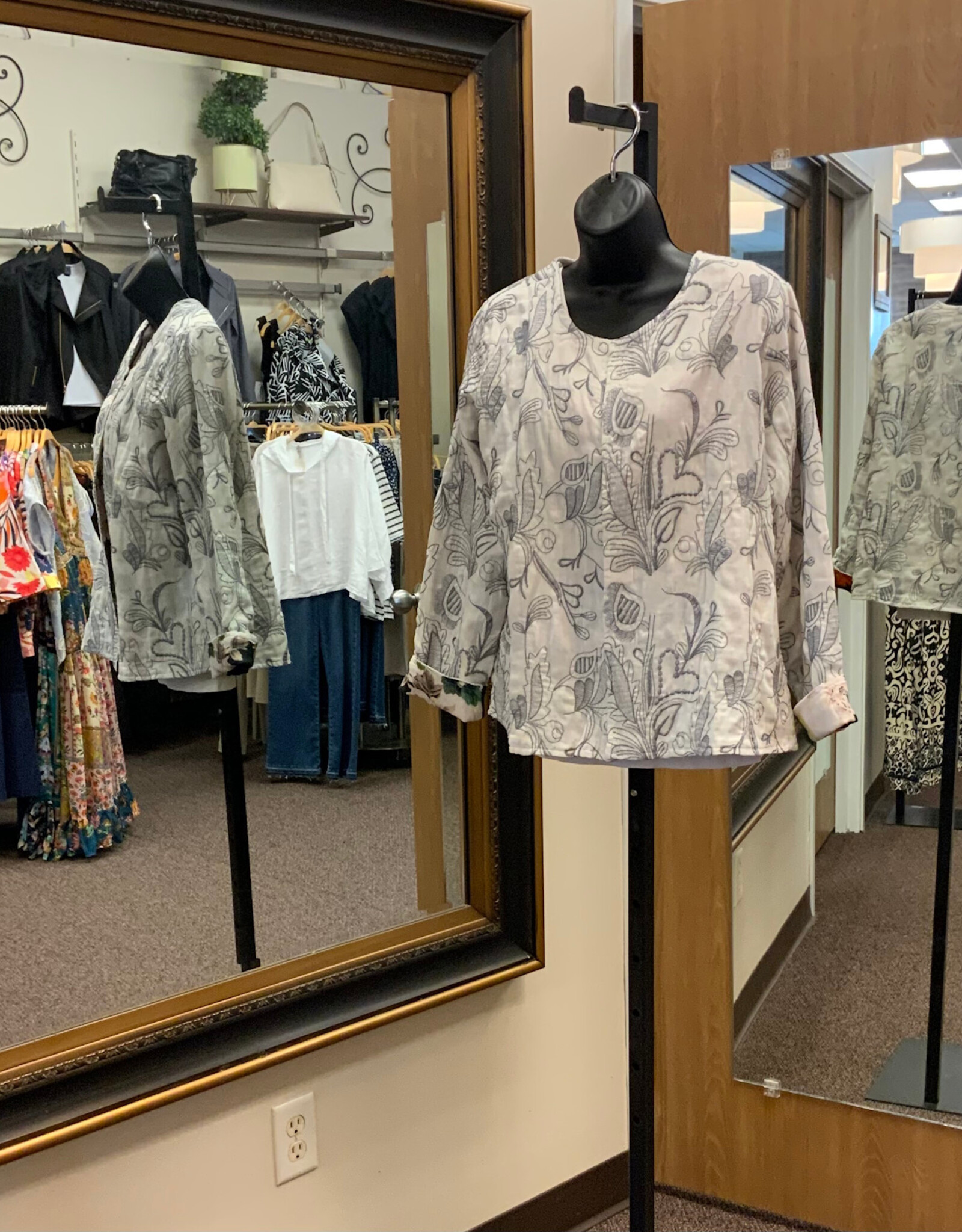 Allo About Her All About Her Multi Color Floral Reversible Open Front Jacket