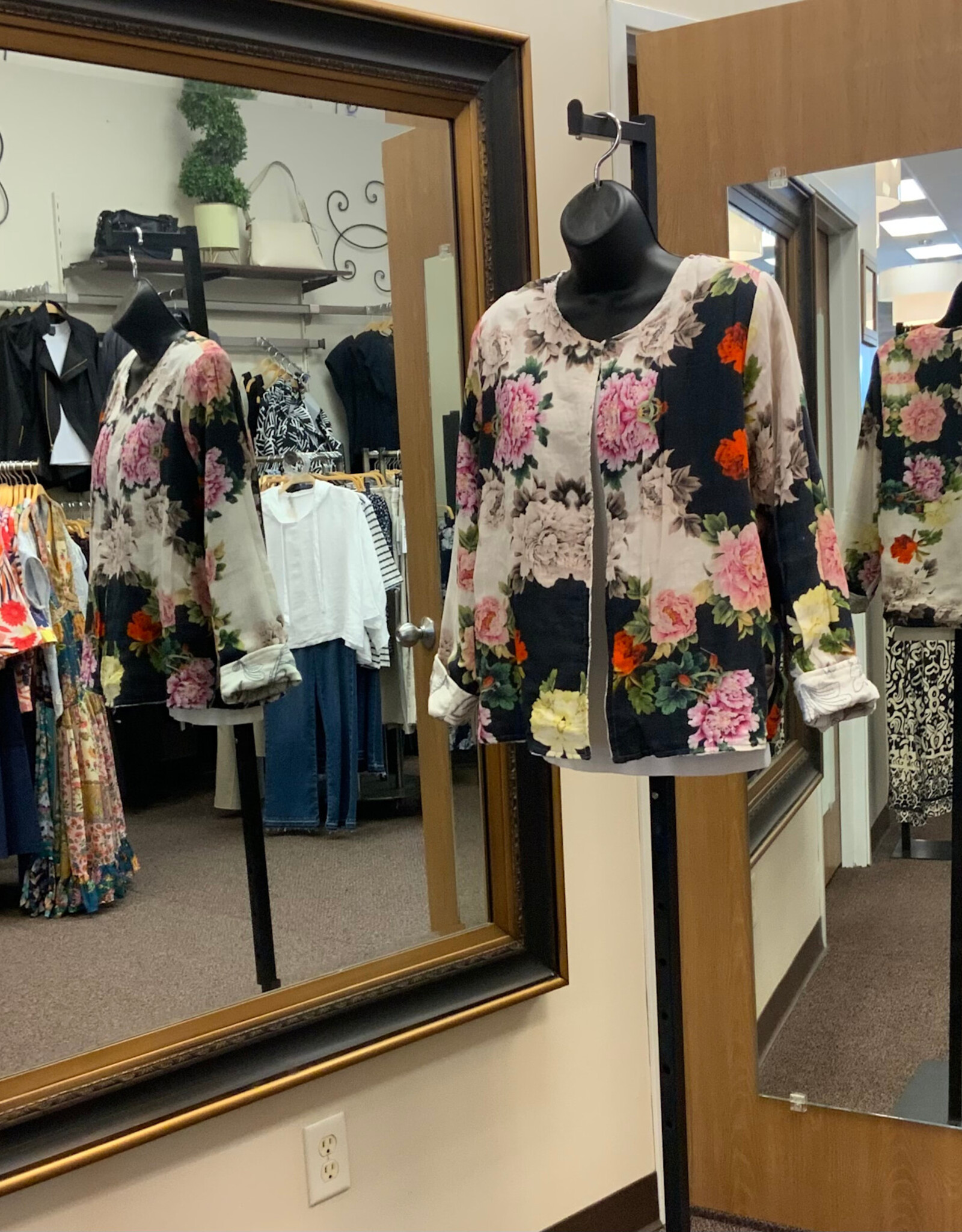 Allo About Her All About Her Multi Color Floral Reversible Open Front Jacket