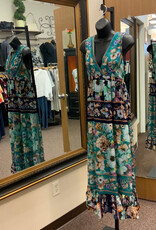 Allo About Her All About Her 6182 Multi Color Floral V-Neck Empire  Waist Maxi Dress
