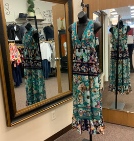 Allo About Her All About Her 6182 Multi Color Floral V-Neck Empire  Waist Maxi Dress