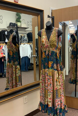 Allo About Her All About Her 6143 Multi Color Floral V-Neck Empire  Waist Maxi Dress