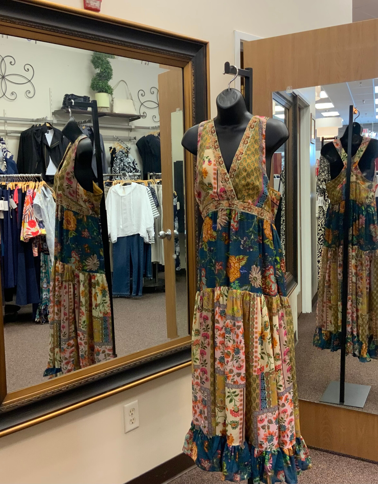 Allo About Her All About Her 6143 Multi Color Floral V-Neck Empire  Waist Maxi Dress