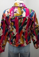 APNY APNY B18A2 Hibiscus Multi Button Front Long Sleeve Denim Jacket