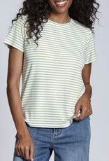 APNY APNY K368A White/Sage Green Crew Neck Short Sleeve Top