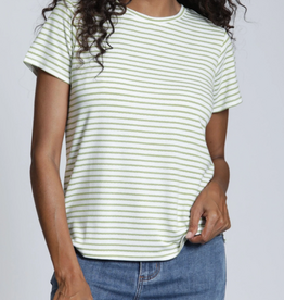 APNY APNY White/Sage Green Crew Neck Short Sleeve Top