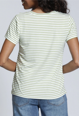 APNY APNY K368A White/Sage Green Crew Neck Short Sleeve Top