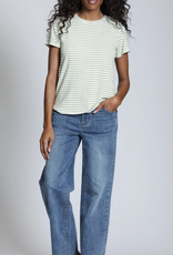 APNY APNY K368A White/Sage Green Crew Neck Short Sleeve Top