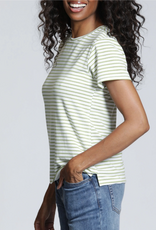 APNY APNY K368A White/Sage Green Crew Neck Short Sleeve Top