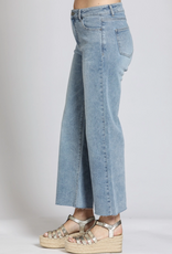 APNY APNY C67B Light Indigo Wide Leg Crop Raw Edge Hem Denim Pant