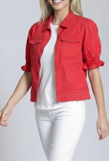 APNY APNY C93 Red Zip Front 3/4 Flounce Sleeve Jacket