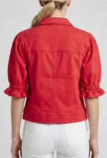 APNY APNY C93 Red Zip Front 3/4 Flounce Sleeve Jacket