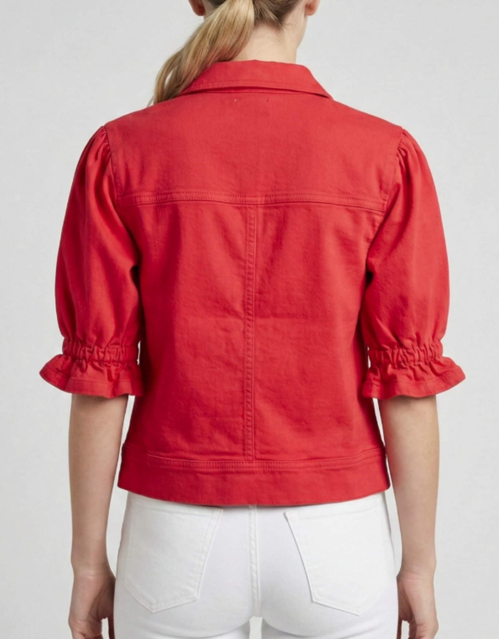 APNY APNY C93 Red Zip Front 3/4 Flounce Sleeve Jacket