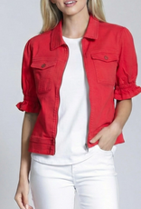 APNY APNY C93 Red Zip Front 3/4 Flounce Sleeve Jacket