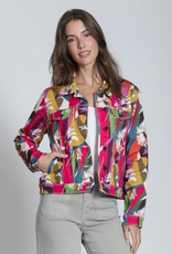 APNY APNY B18A2 Hibiscus Multi Button Front Long Sleeve Denim Jacket