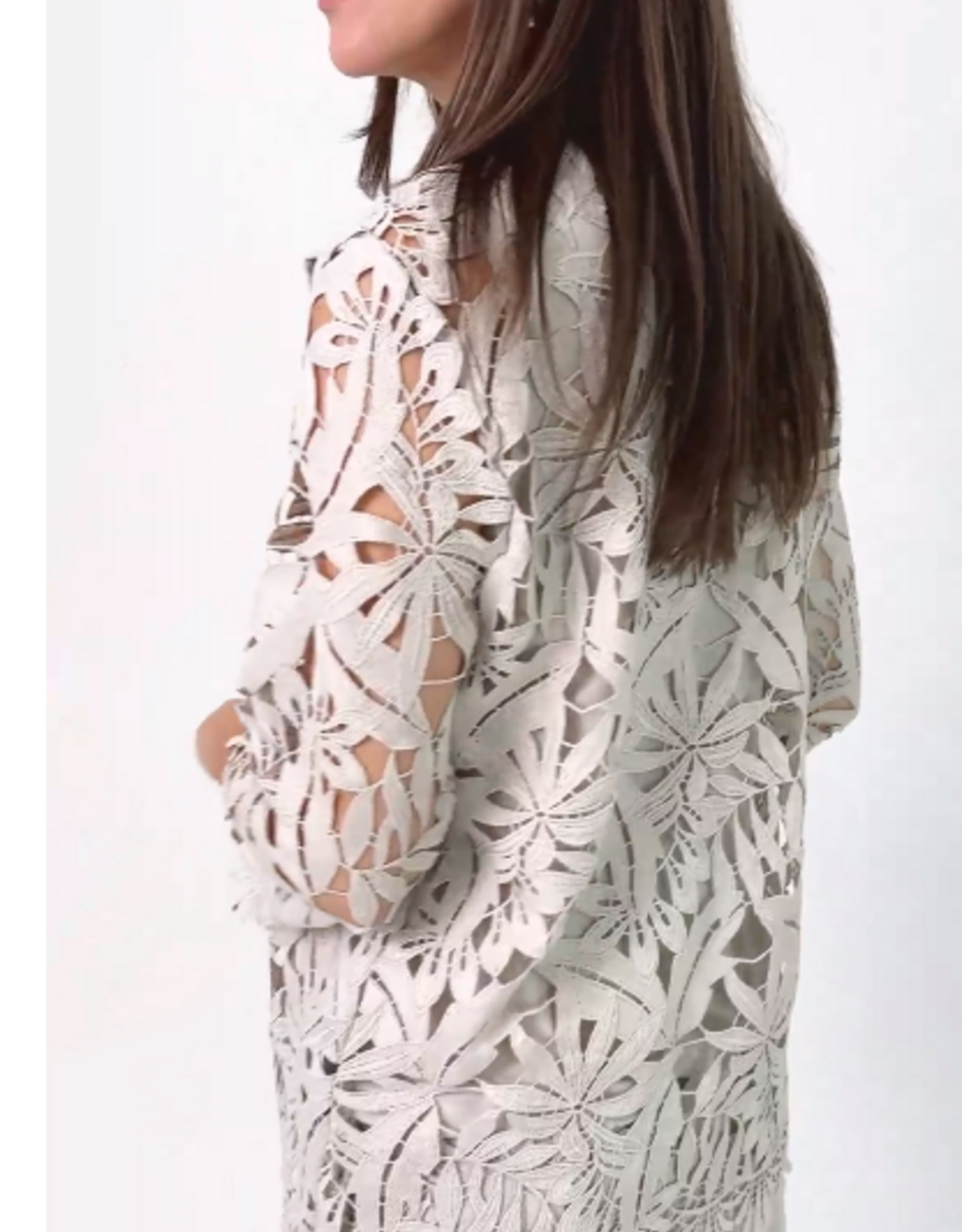 Joseph Ribkoff Joseph Ribkoff 262096 Moonstone Embroidered Floral Open-Front Cardigan