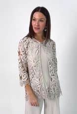 Joseph Ribkoff Joseph Ribkoff 262096 Moonstone Embroidered Floral Open-Front Cardigan