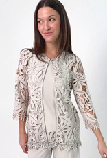 Joseph Ribkoff Joseph Ribkoff 262096 Moonstone Embroidered Floral Open-Front Cardigan