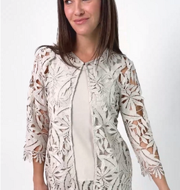 Joseph Ribkoff Joseph Ribkoff Moonstone Embroidered Floral Open-Front Cardigan