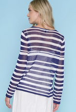 Picadilly Picadilly ZE174FG Navy/White Stripe Hearts Round Neck L/S Mesh Top