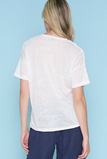 Picadilly Picadilly ZC283IB Sand Dollar Floral Print V-Neck S/S w/Side Tie Top