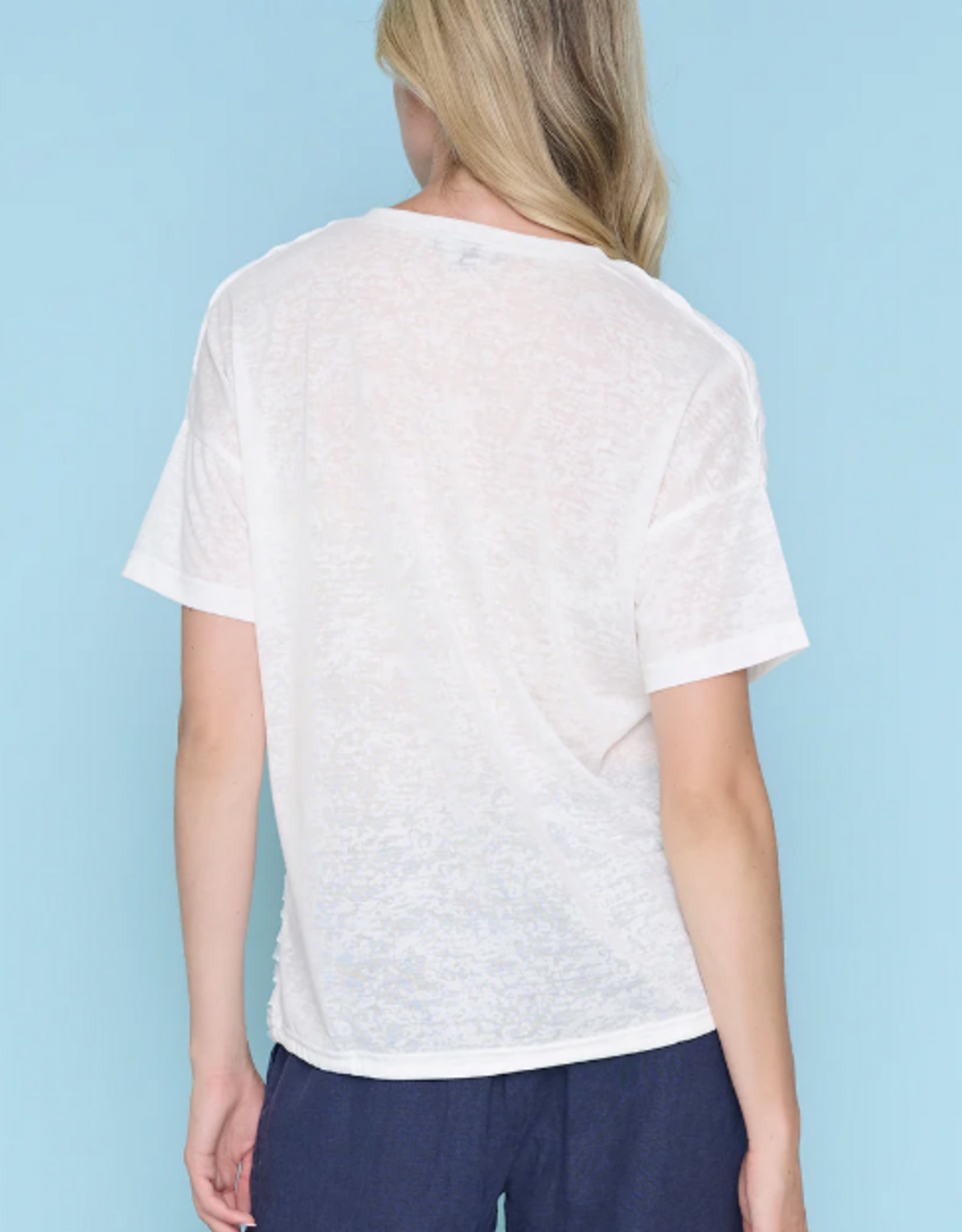 Picadilly Picadilly ZC283IB Sand Dollar Floral Print V-Neck S/S w/Side Tie Top