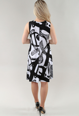 Michael Tyler Michael Tyler 26S 318 Black/White Paint Strokes V-Neck Sleeveless Dress