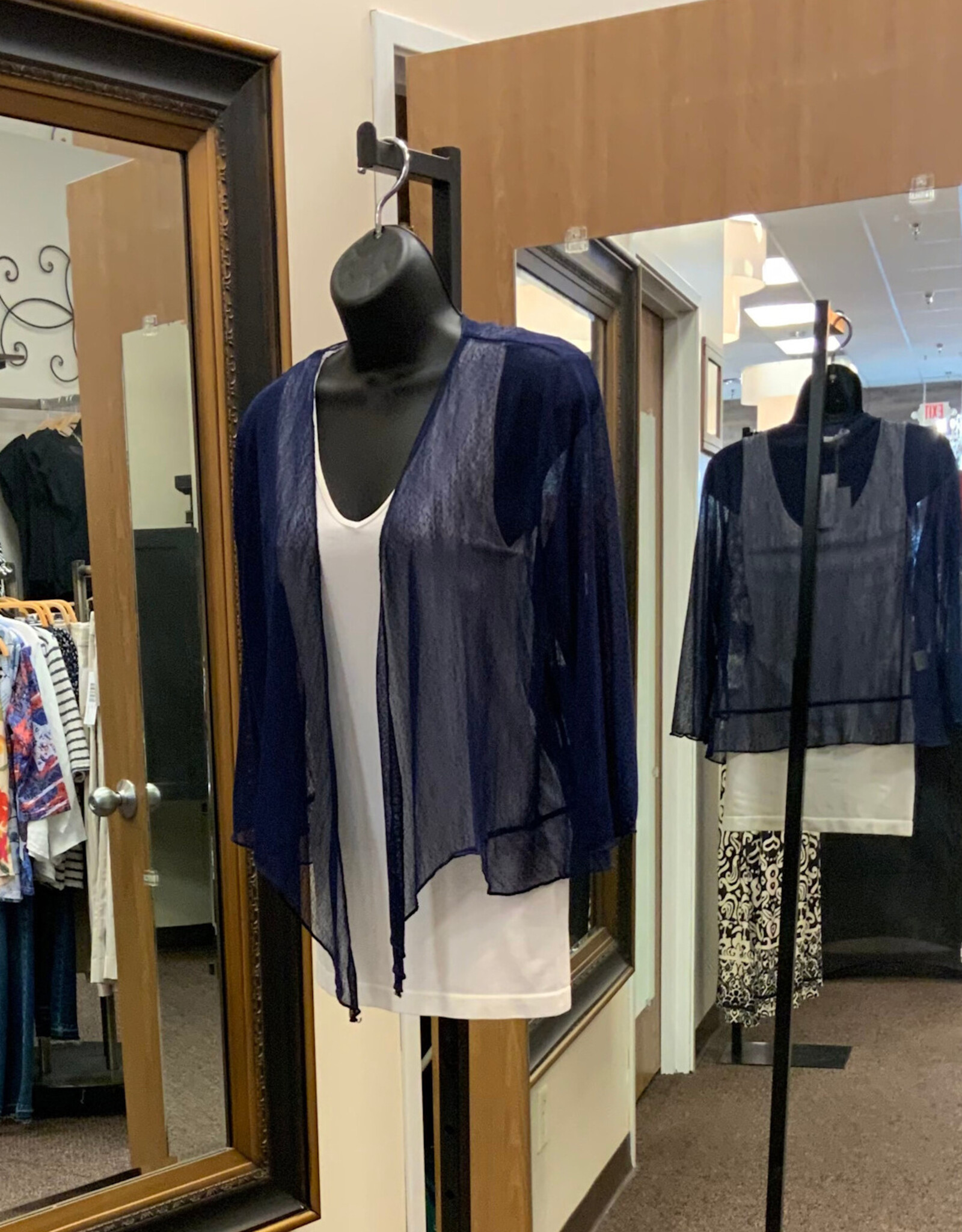 Creations Creation A513 Navy 3/4 Sleeve Mesh Bolero