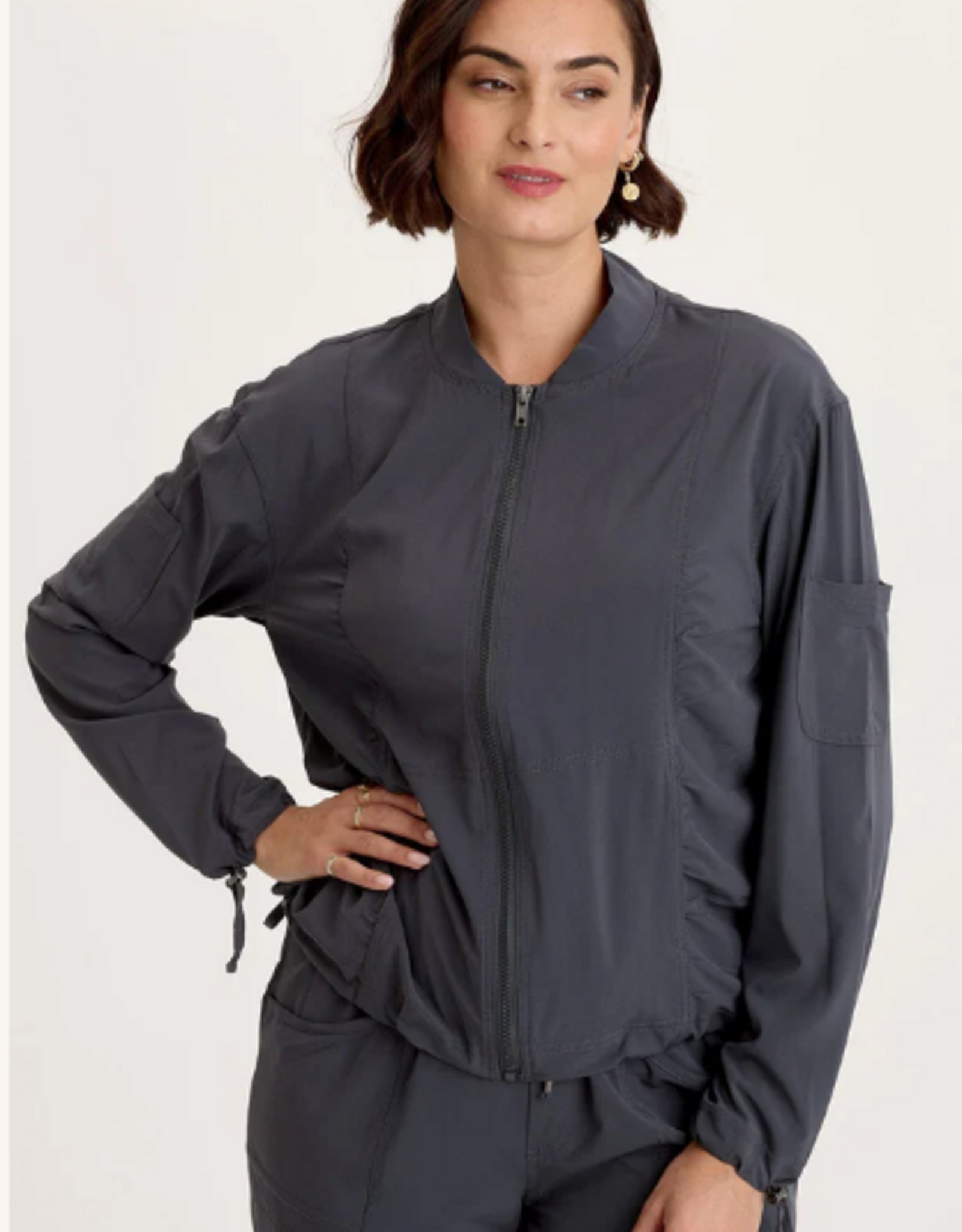 Wearables Wearables 14877W Charcoal Bach 4-Way Stretch Bomber Jacket