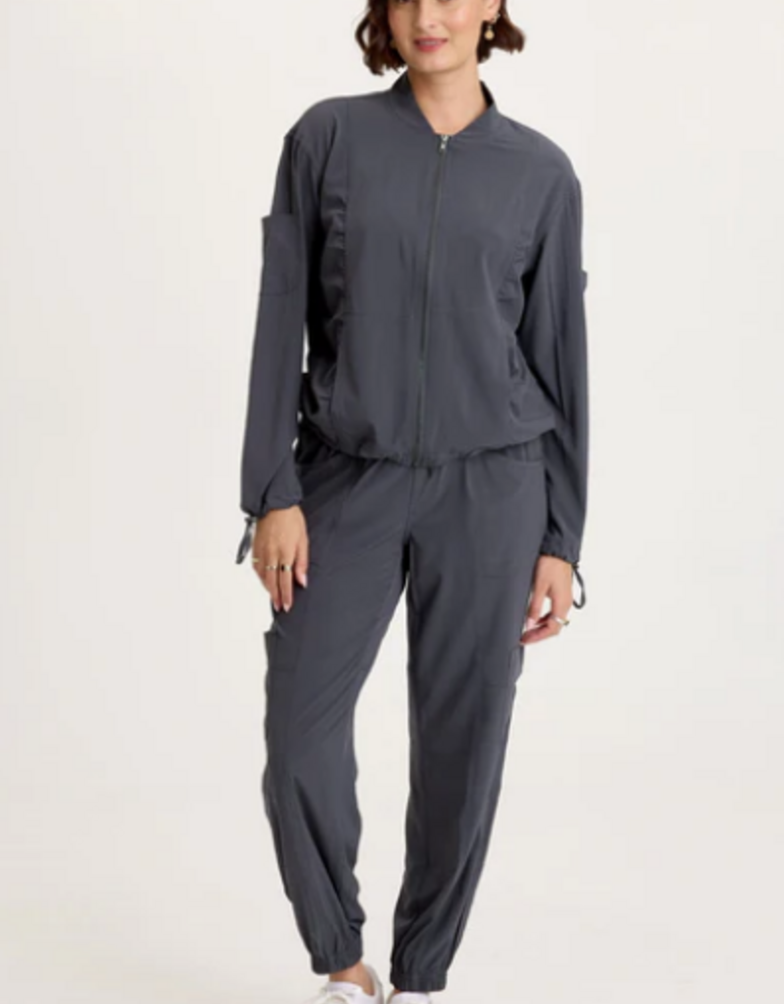 Wearables Wearables 14877W Charcoal Bach 4-Way Stretch Bomber Jacket