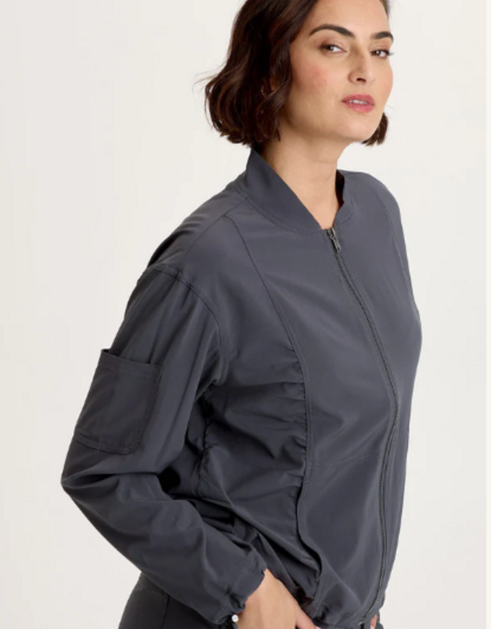 Wearables Wearables 14877W Charcoal Bach 4-Way Stretch Bomber Jacket