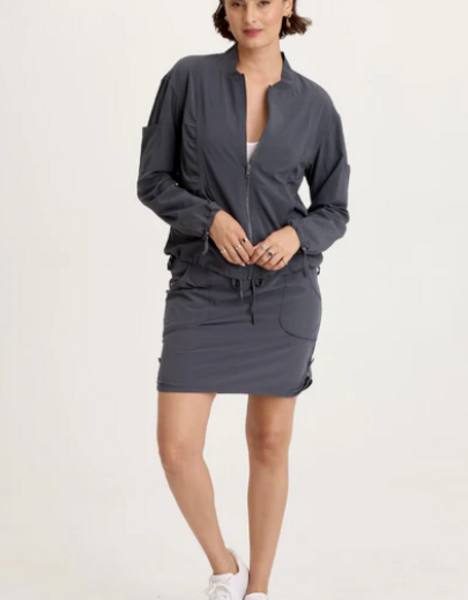 Wearables Wearables 14877W Charcoal Bach 4-Way Stretch Bomber Jacket