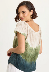 Wearables Wearables 14879WB Tricolor/Green Selda Textured Gauze Cinched Top