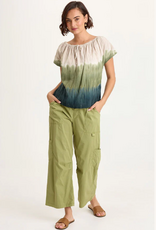 Wearables Wearables 14879WB Tricolor/Green Selda Textured Gauze Cinched Top