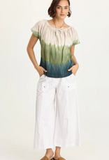 Wearables Wearables 14879WB Tricolor/Green Selda Textured Gauze Cinched Top