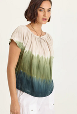 Wearables Wearables 14879WB Tricolor/Green Selda Textured Gauze Cinched Top