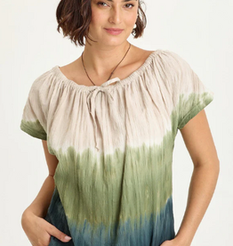 Wearables Wearables Tricolor/Green Selda Textured Gauze Cinched Top